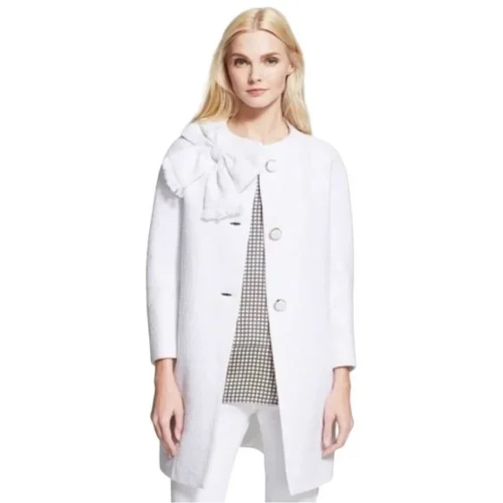 Kate Spade Dorothy Tweed Coat In White Size 4